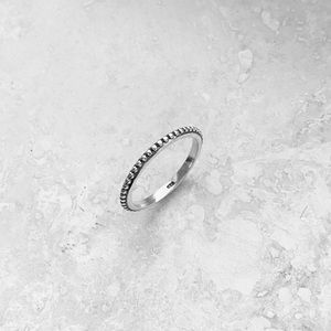 Sterling Silver Small Beads Ring Band, Stackable, Silver Rings, Wedding Bands